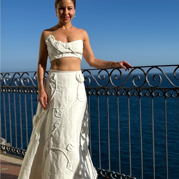 Zimmermann matchmaker rose appliqué bra crop top and A-line skirt - Picture 2 of 3